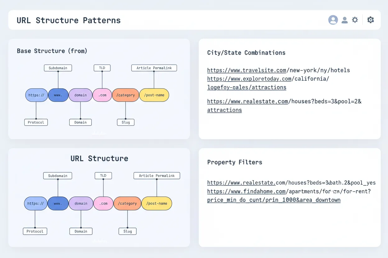 Airbnb URL structure dashboard mockup