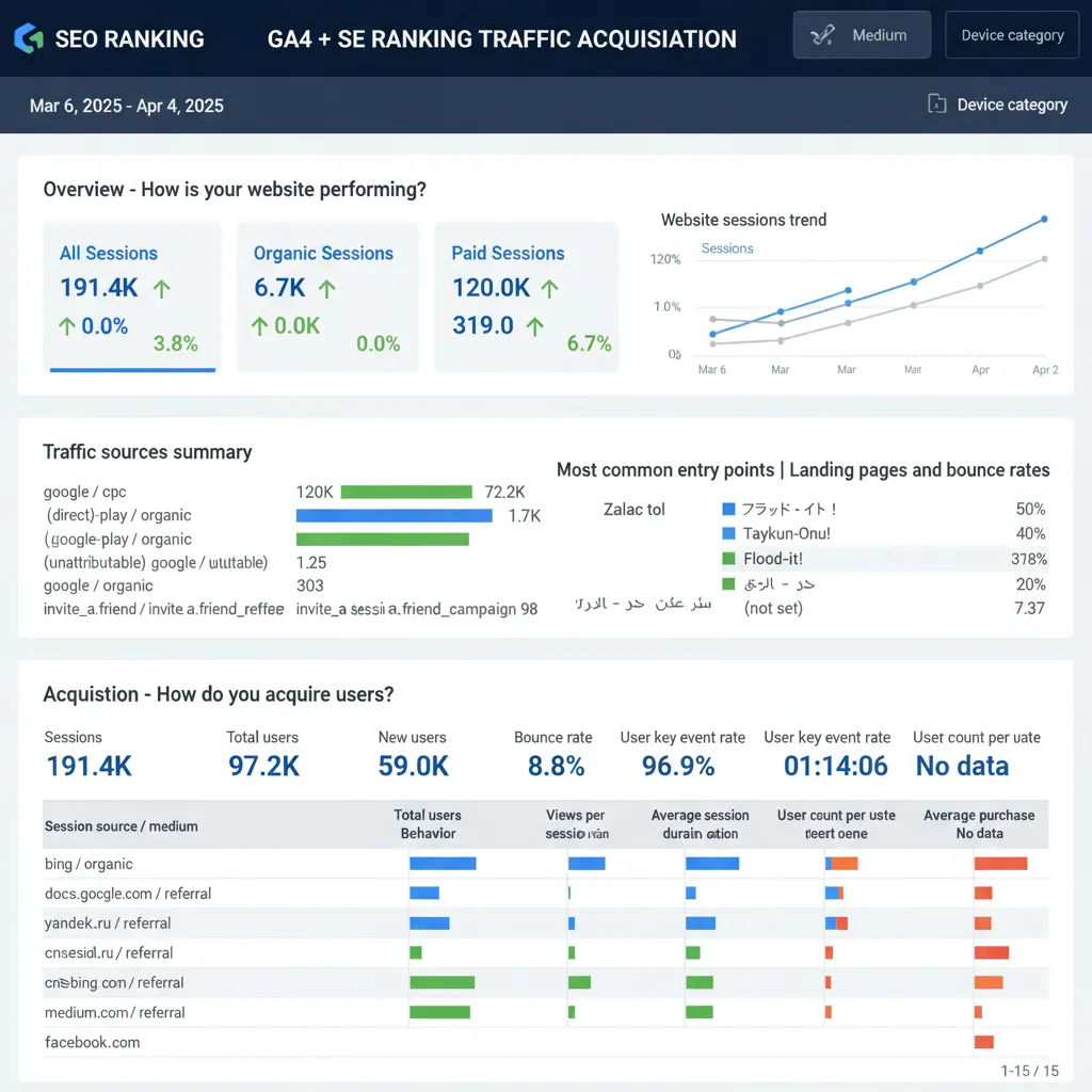 Skyscanner organic search traffic dashboard